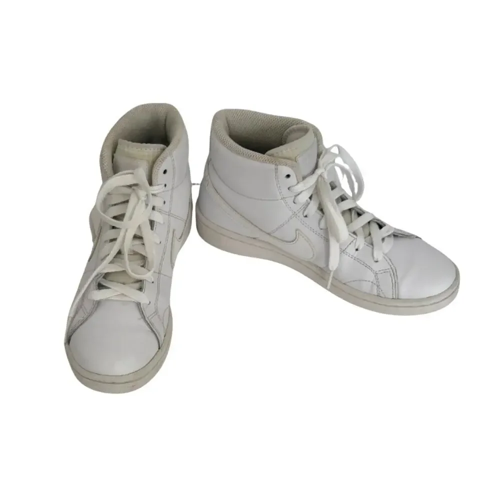 Nike White Leather High Top Sneakers Womens Size 6 Lace Up Casual Shoes